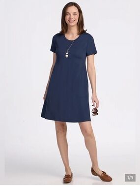 Woolx Georgie Merino Wool Dress Short Sleeve Blue Size Large *730